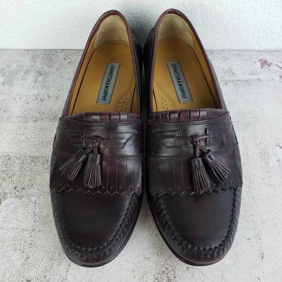 Johnston & Murphy Men's Tassel Dress Loafers Shoes size 10.5W Ox Blood Burgundy - Picture 7 of 14
